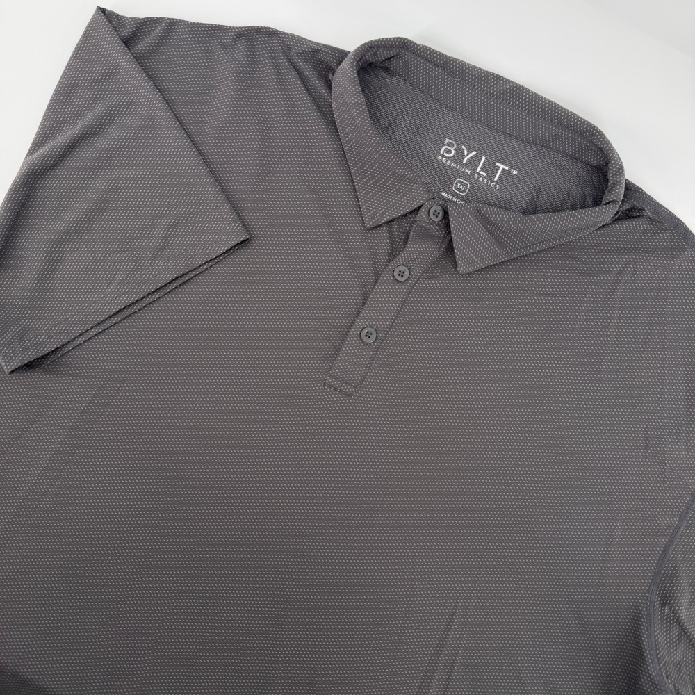 BYLT Premium Basics Polo Shirt Mens XXL Gray Textured Short Sleeve Techwear Golf